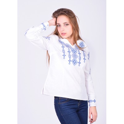 Embroidered blouse "Necklace" blue